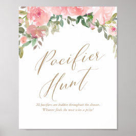 Poster Chá de fraldas Floral Rosa de Caça Pacificadora