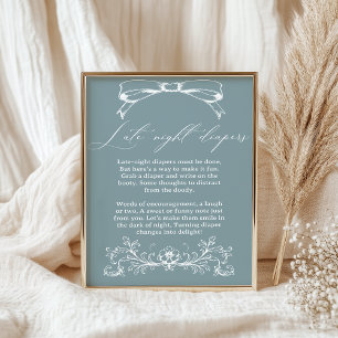 Poster Chá de fraldas Floral Vintage Fralda Noturna Tardi