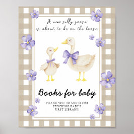 Poster chá de fraldas ganso - livros para bebê