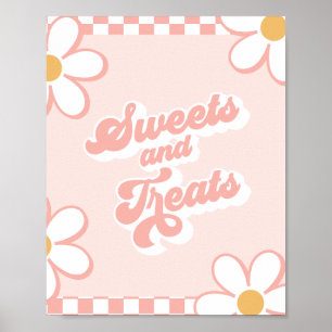 Poster Chá de fraldas Groovy Sweets and Treats Sign