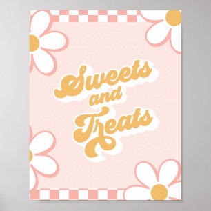 Poster Chá de fraldas Groovy Sweets and Treats Sign
