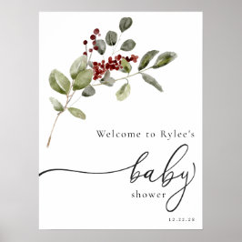 Poster Chá de fraldas Holly Winter Branch Welcome Foam Co