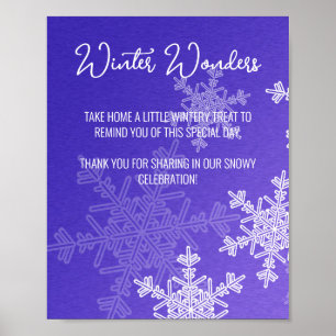 Poster Chá de fraldas Indigo Snowflakes Sinal de Favor
