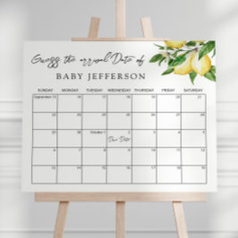 Poster Chá de fraldas Lemon Greenery acha que calendário