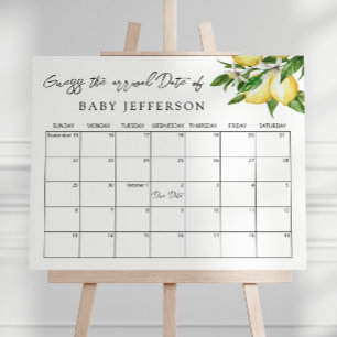 Poster Chá de fraldas Lemon Greenery acha que calendário