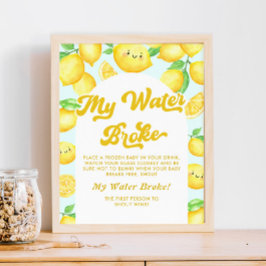 Poster Chá de fraldas Limão Meu Jogo De Água Quebrou