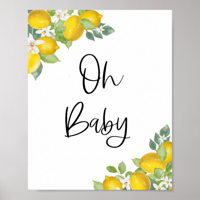 Poster Chá de fraldas Limão Oh Baby Sinal (Frente)