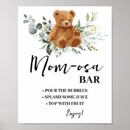 Poster Chá de fraldas Mimosa Bar Momosa Bar Urso Verde