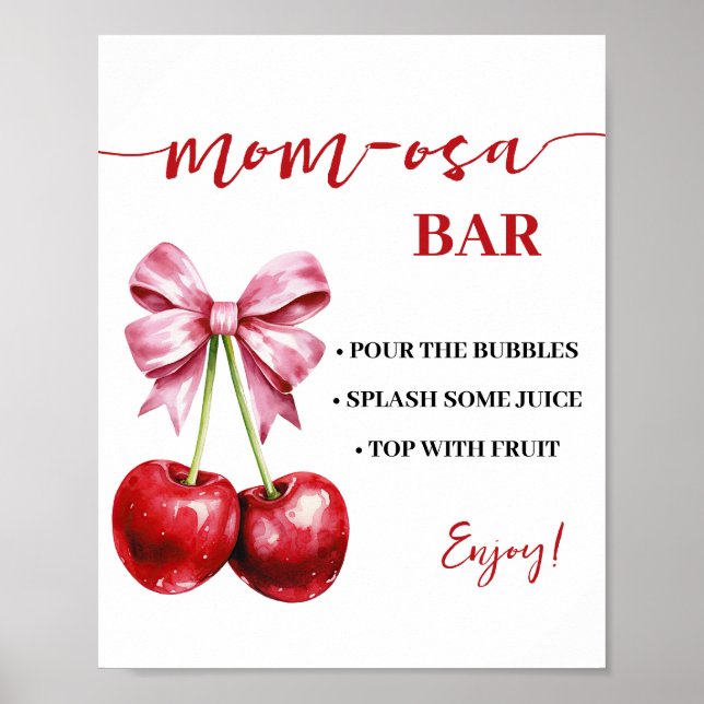 Poster Chá de fraldas Mimosa Bar Momosa Cherry Coquette (Frente)
