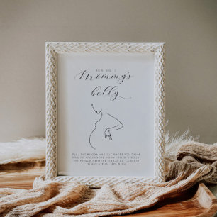 Poster Chá de fraldas minimalista do tamanho da barriga d