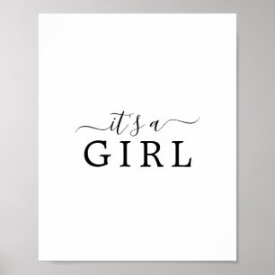 Poster Chá de fraldas Minimalista É um Sinal de Menina