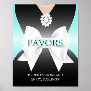 Poster Chá de fraldas Moderno Aqua Teal Tiffany Favorece