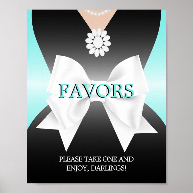 Poster Chá de fraldas Moderno Aqua Teal Tiffany Favorece  (Frente)