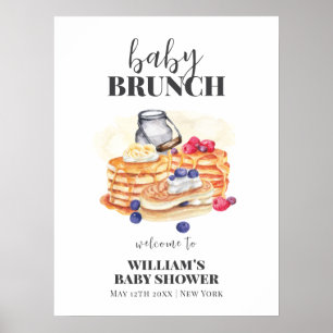 Poster Chá de fraldas Moderno de Leite Pancake Brunch