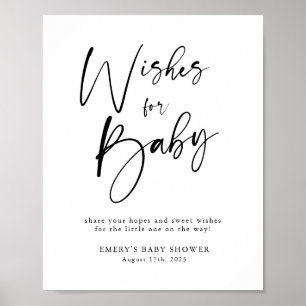 Poster Chá de fraldas moderno deseja sinal de bebê