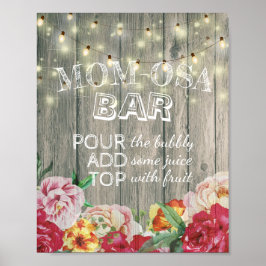 Poster Chá de fraldas MOM-OSA - Sinal de BAR Flores de ma