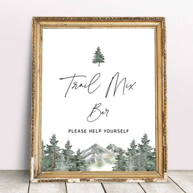 Poster Chá de fraldas Montanha Sinal de Combinação de Bar (Criador carregado)