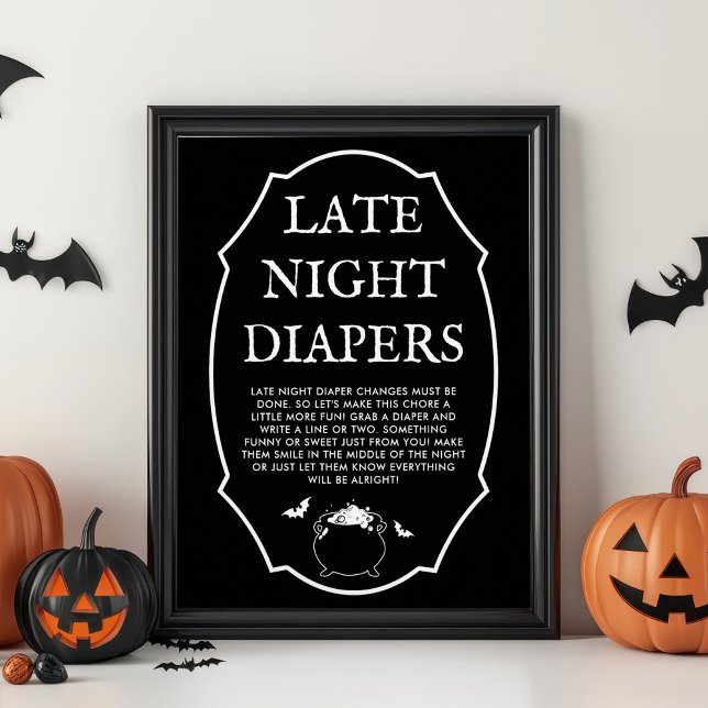 Poster Chá de fraldas Negro do Halloween Fraldas noturnas (Criador carregado)