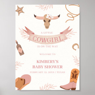 Poster Chá de fraldas Nêutrico Rosa Boho Cowgirl Bem-vind