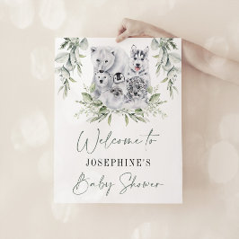 Poster Chá de fraldas neutro de animais árticos de invern