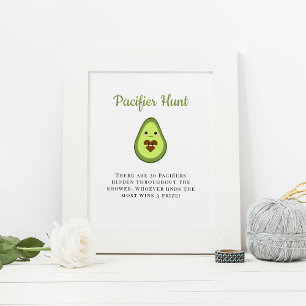 Poster Chá de fraldas Pacifier Hunt Kawai Avocado