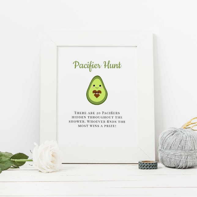 Poster Chá de fraldas Pacifier Hunt Kawai Avocado (Criador carregado)