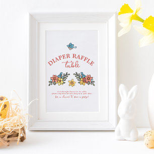 Poster Chá de fraldas Pássaros primavera Carimbo Mesa Raf