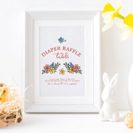 Poster Chá de fraldas Pássaros primavera Carimbo Mesa Raf