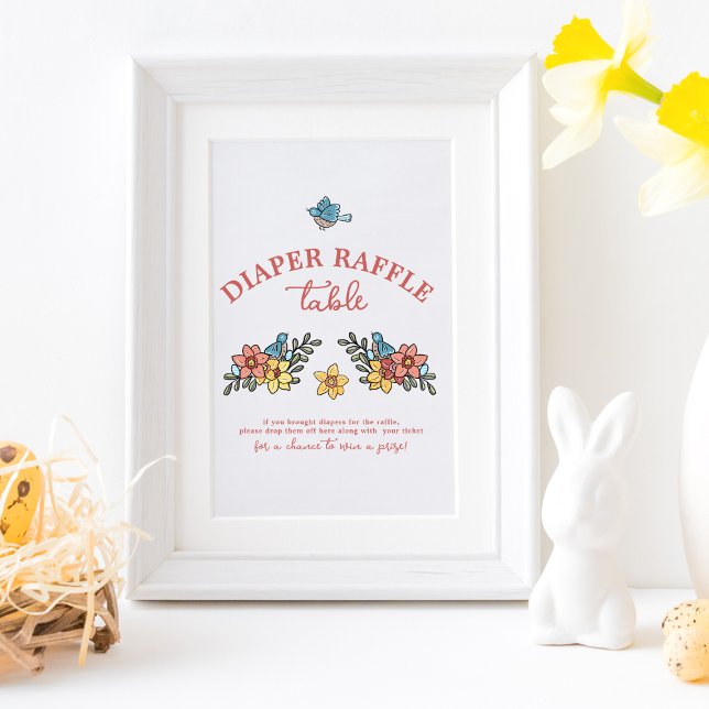 Poster Chá de fraldas Pássaros primavera Carimbo Mesa Raf (Criador carregado)