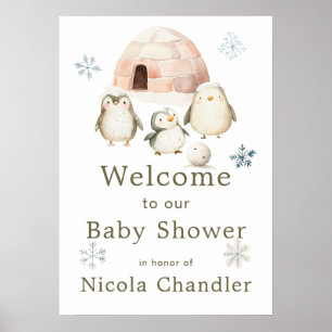 Poster Chá de fraldas Pinguins de inverno