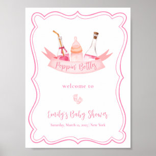 Poster Chá de fraldas Pink Champagne Feet Frame Girl Bem-