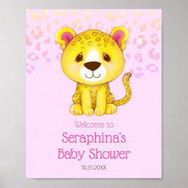 Poster Chá de fraldas Pink Ombre Leopard Bem-vindo