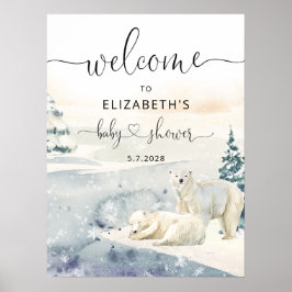 Poster Chá de fraldas Polar Bear Winter Welcome