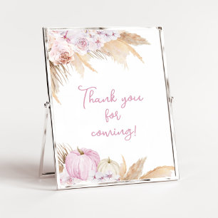 Poster Chá de fraldas Pumpkin de Boho Rosa Obrigado por v
