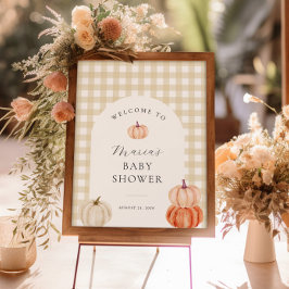 Poster Chá de fraldas Pumpkin Gingham Bem-vindo