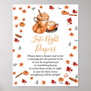 Poster Chá de fraldas Pumpkin Spice Coffee Fralda Noite T