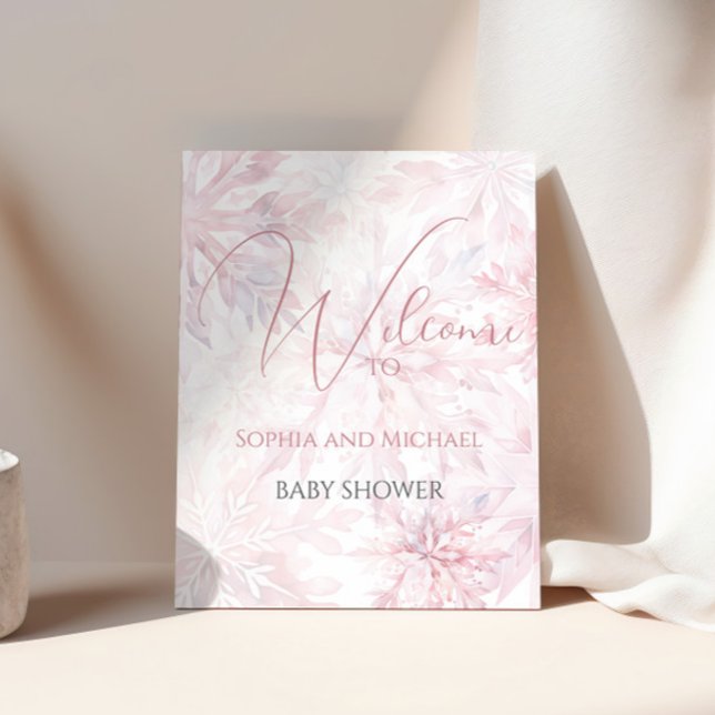 Poster Chá de fraldas Rapariga Rosa Floco de Neve Bem-Vin (Criador carregado)