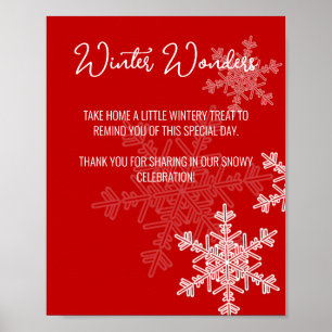 Poster Chá de fraldas Red Snowflakes Sinal de Favoritos
