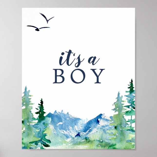 Poster Chá de fraldas Rocky Mountain É um Sinal de Menino (Frente)