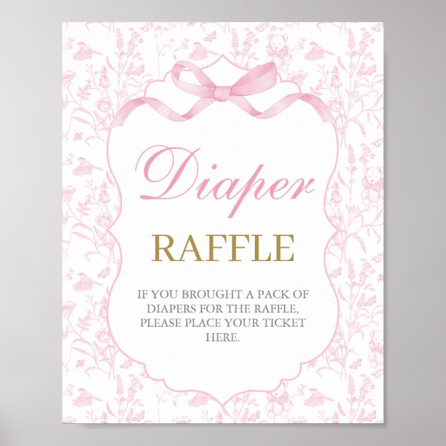 Poster Chá de fraldas rosa (Frente)