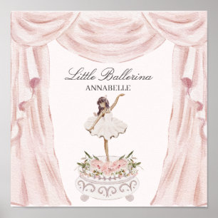 Poster Chá de fraldas Rosa Ballerina ou Aniversário