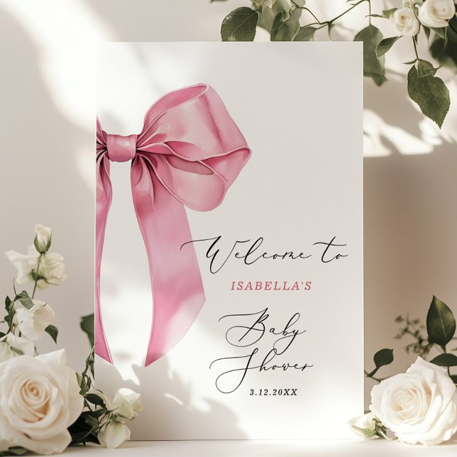 Poster Chá de fraldas rosa bem-vindo (Criador carregado)