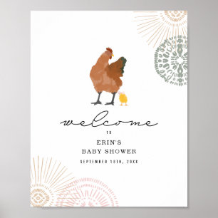 Poster Chá de fraldas Rosa de Frango Bem-Vindo