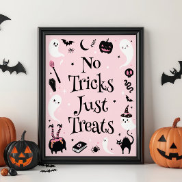 Poster Chá de fraldas Rosa De Halloween Sem Truques Apena