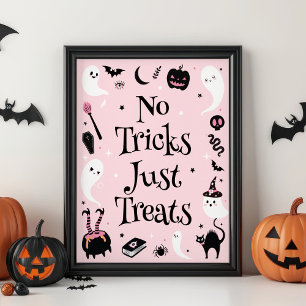 Poster Chá de fraldas Rosa De Halloween Sem Truques Apena