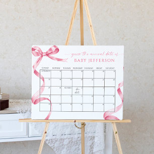 Poster Chá de fraldas Rosa Imagina Calendário de Data de