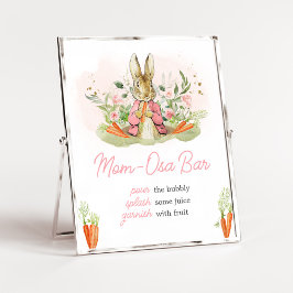Poster Chá de fraldas Rosa Peter Rabbit Mãe Bar Osa