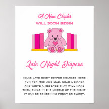 Chá de fraldas Rosa Teddy Bear Fraldas Noturnas Ta