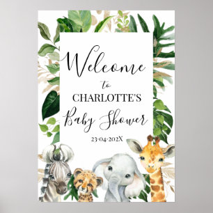 Poster Chá de fraldas Safari Greenery Foliage