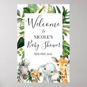 Poster Chá de fraldas Safari Greenery Foliage